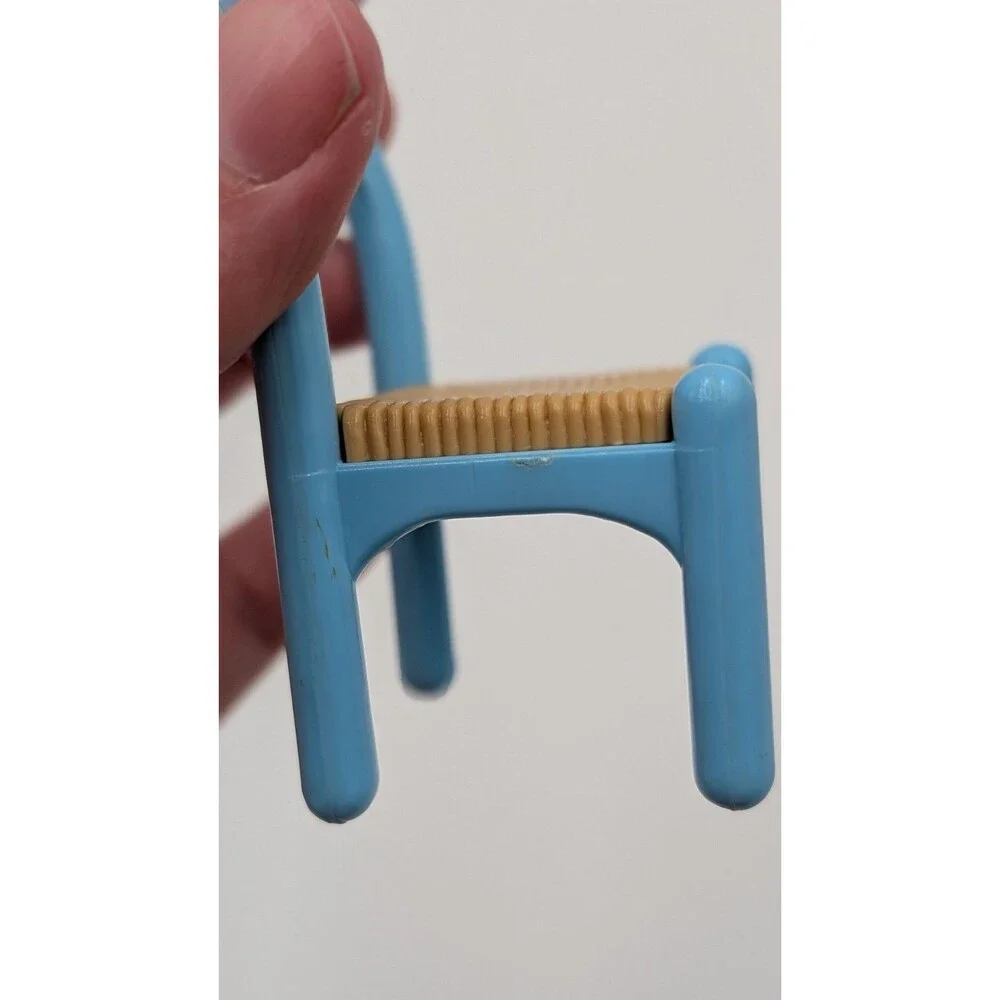 Vintage 1993 Fisher Price Loving Family Blue and Tan Chair. About 3”